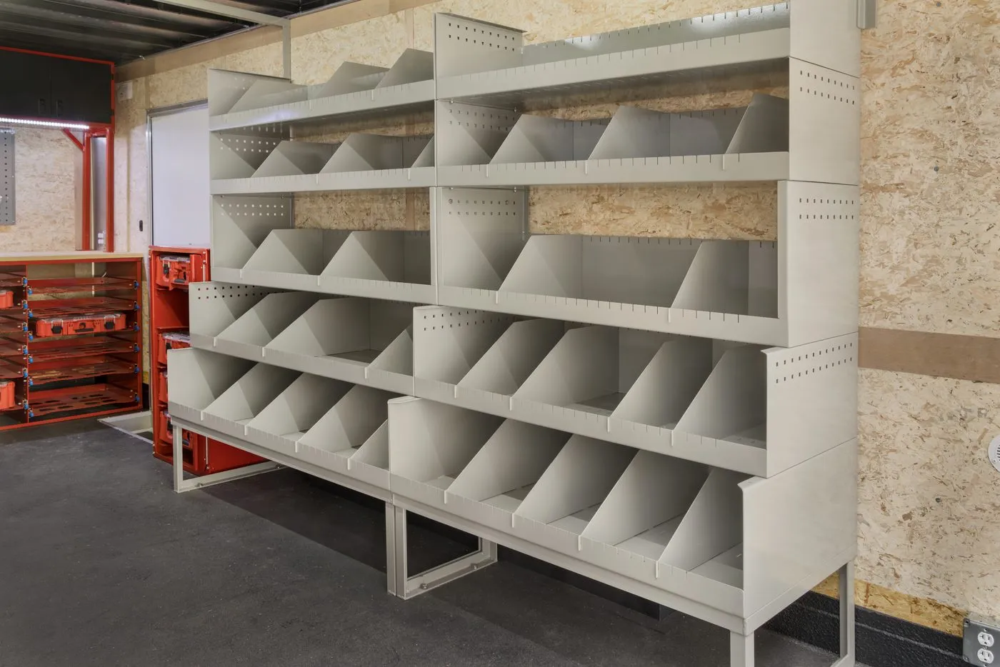 Lion Series shelf mounted inside an enclosed trailer
