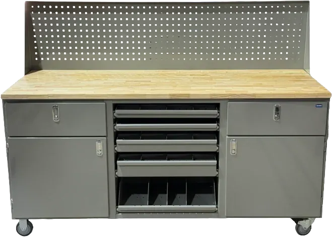 Wildcat work bench with pegboard, drawers, and cabinet