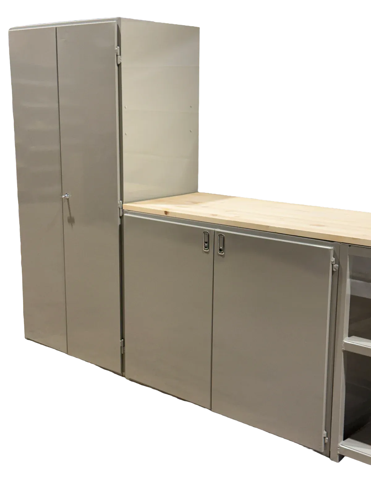 Wildcat cabinet kit with full-height enclosure and butcher-block counter