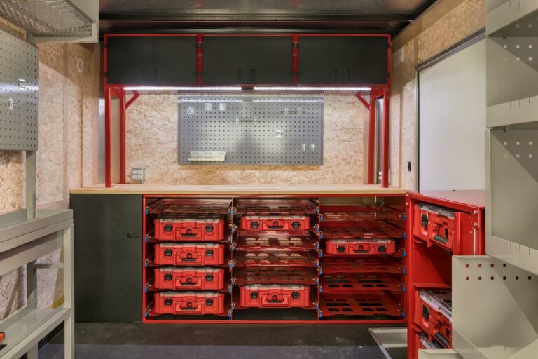 Packout Station and Tool Bench in trailer